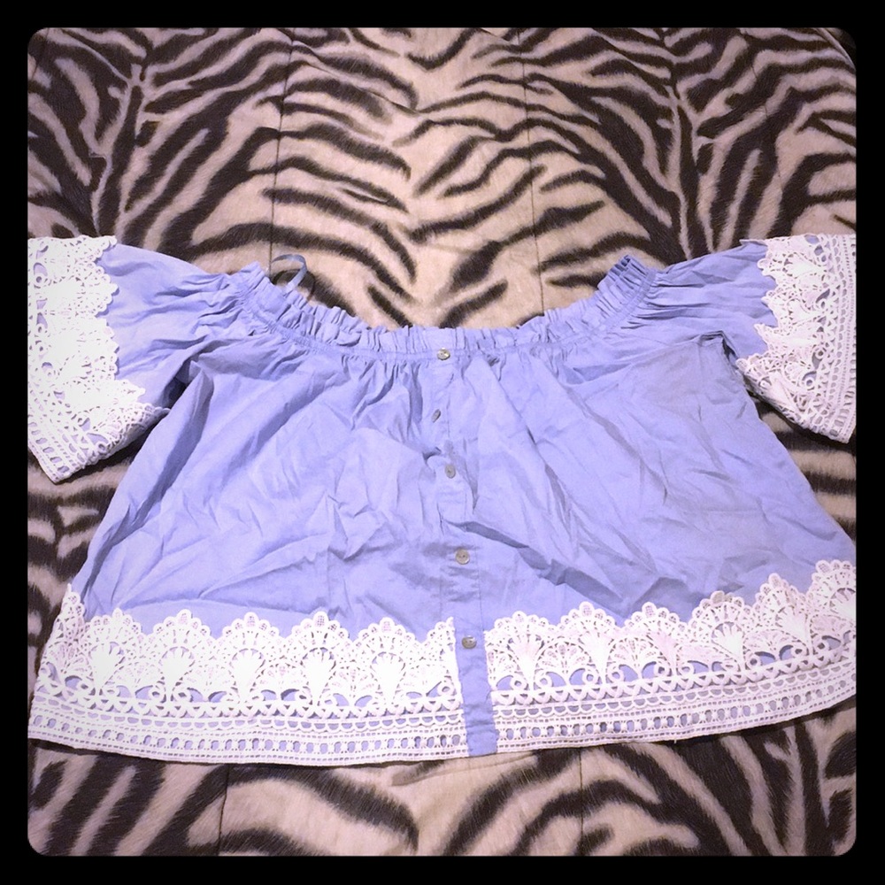Cropped off the shoulder laced top